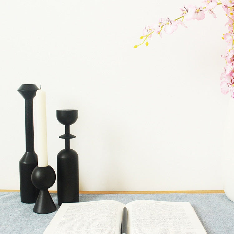 Sculptural Black Candle Holder