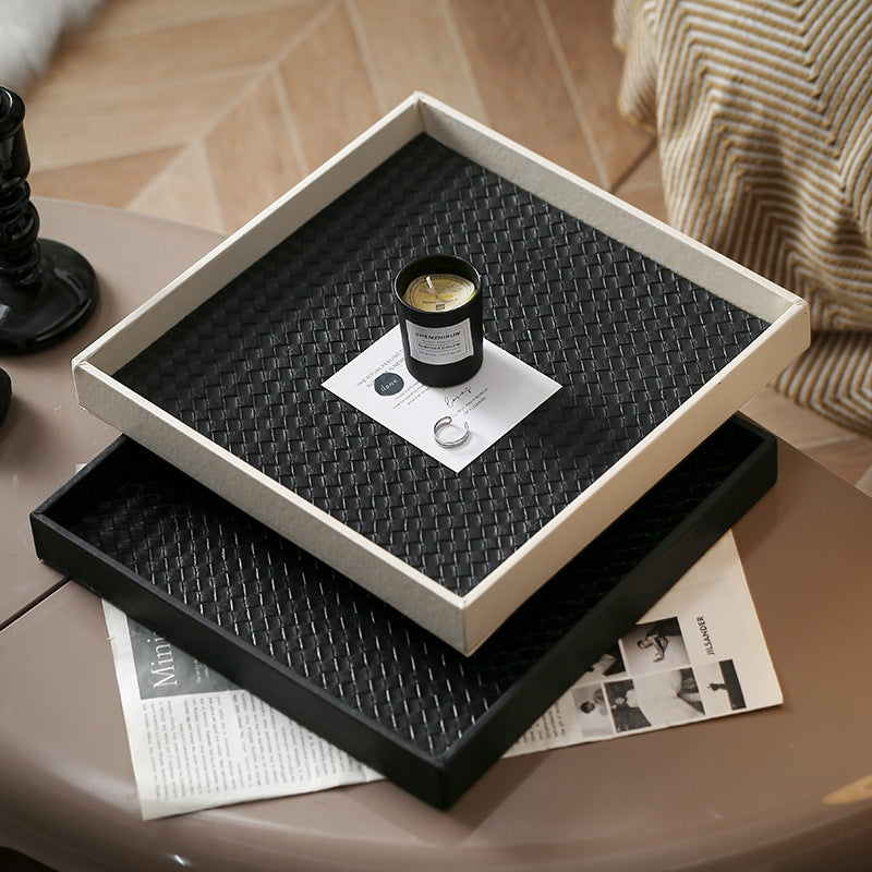 Woven Leather Decorative Tray