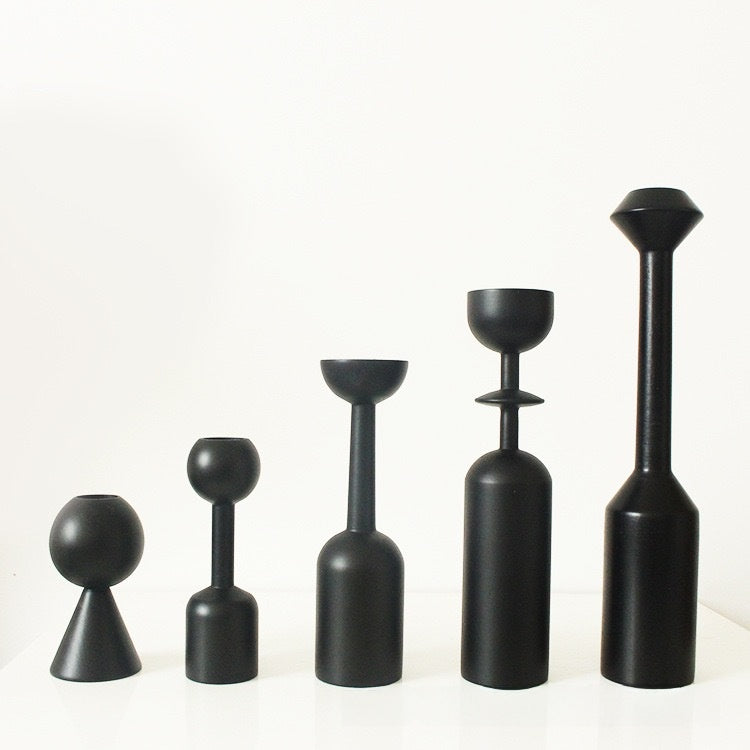 Sculptural Black Candle Holder