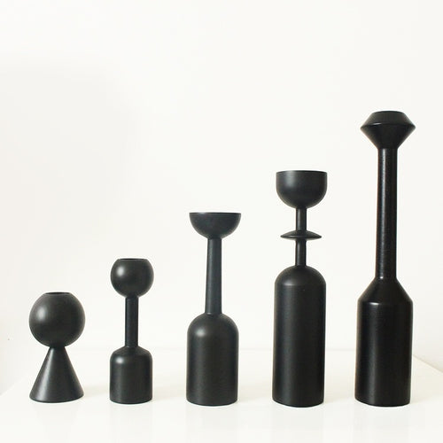 Sculptural Black Candle Holder