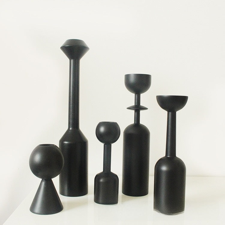 Sculptural Black Candle Holder